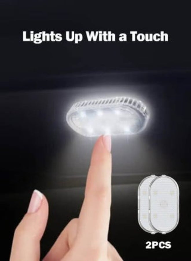 Car Interior Lights Wireless LED - USB Rechargeable Ceiling Lamp, Hand Reading Light & Door Light For Night Time Illumination 2pcs - Image 2